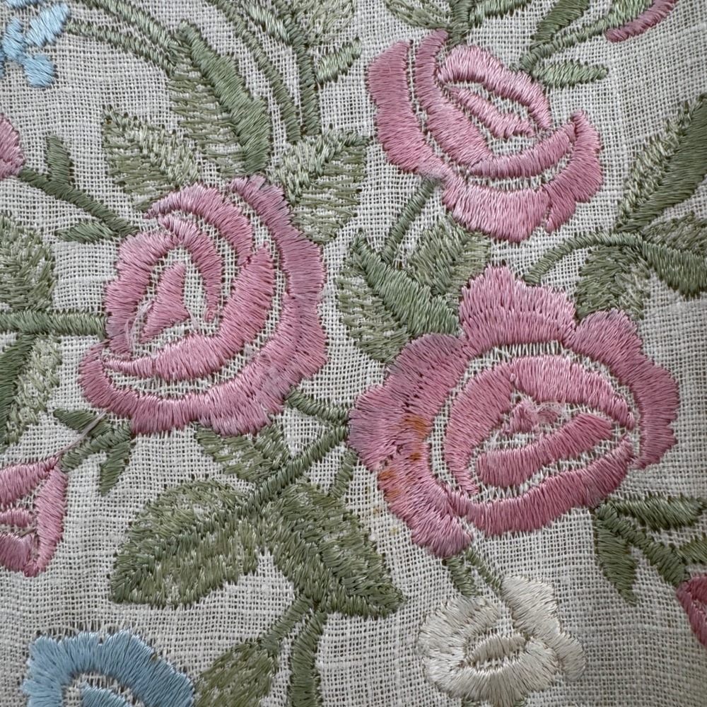 Vintage Handmade Embroidered Lace Linen Dress Cream Cottagecore Project Piece - Picture 4 of 16